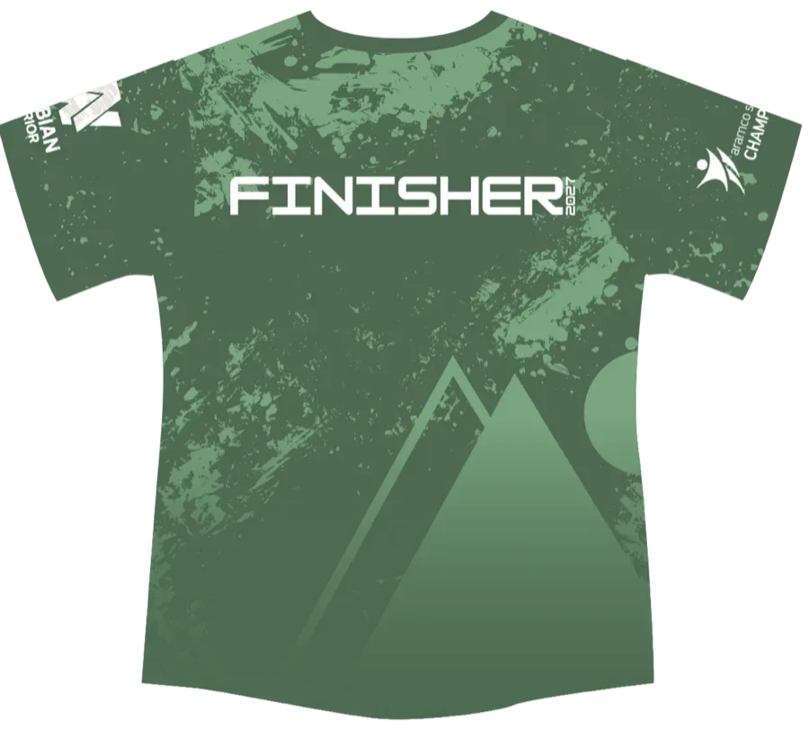 Back of the green Year 5 shirt reading Finisher 2027