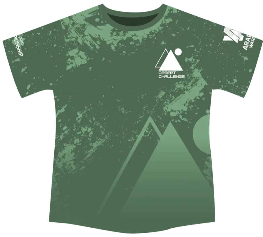 Front of the green Year 5 shirt with the Desert Challenge logo